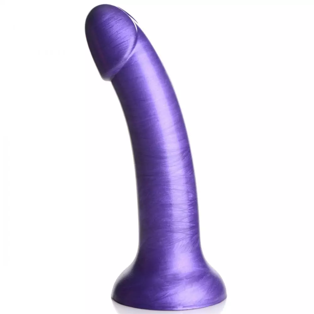 Simply Sweet Metallic 7 inch Silicone Dildo In Purple